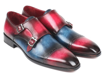 Paul Parkman Captoe Double Monkstraps Blue & Fuxia (ID#045BFX81) PAUL PARKMAN