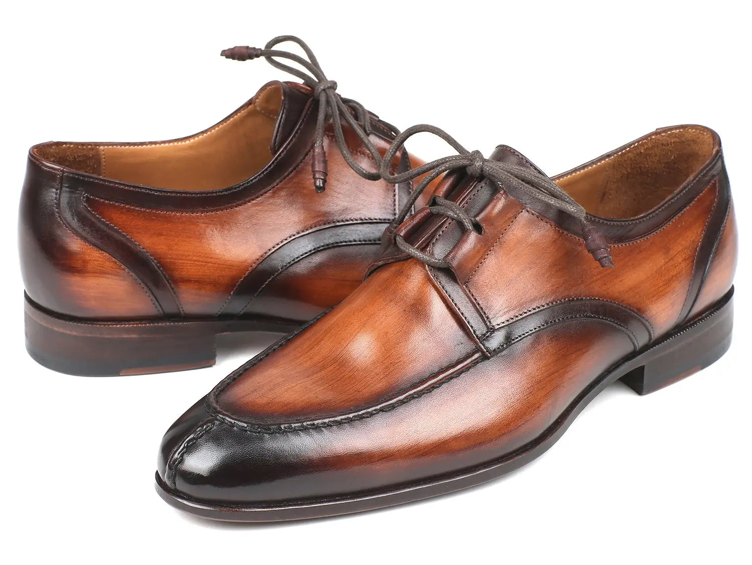 Paul Parkman Ghillie Lacing Brown Burnished Dress Shoes (ID#GU567BRW) PAUL PARKMAN