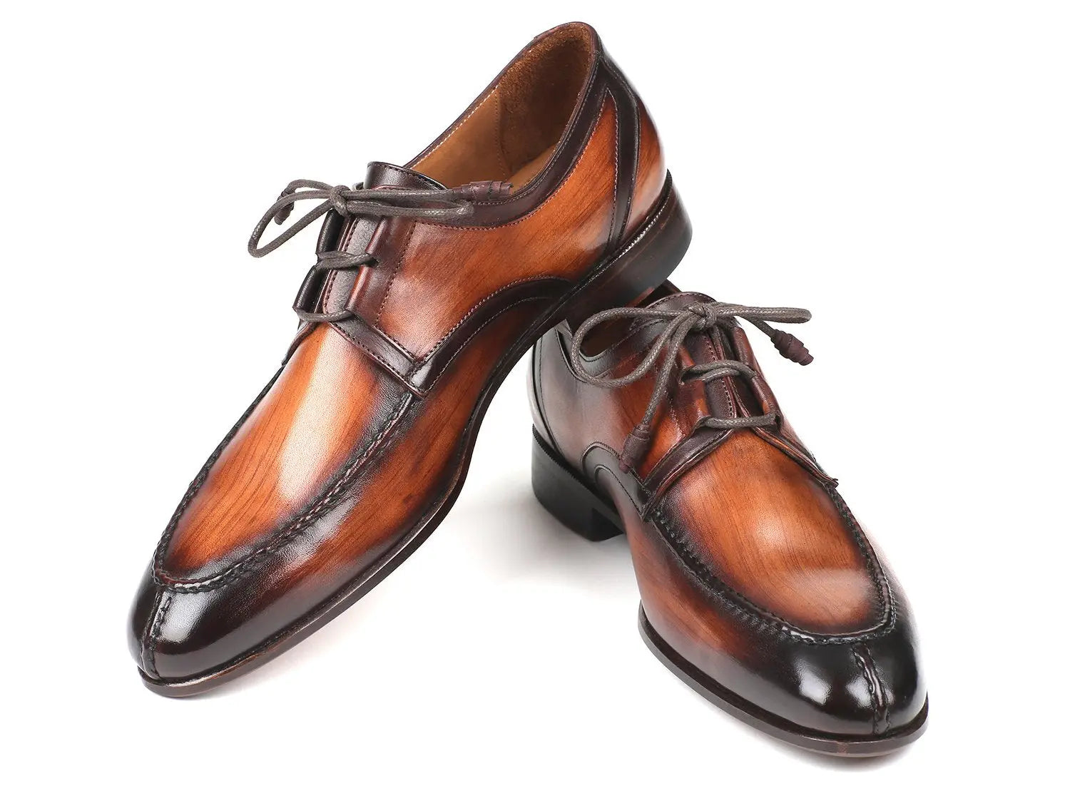 Paul Parkman Ghillie Lacing Brown Burnished Dress Shoes (ID#GU567BRW) PAUL PARKMAN