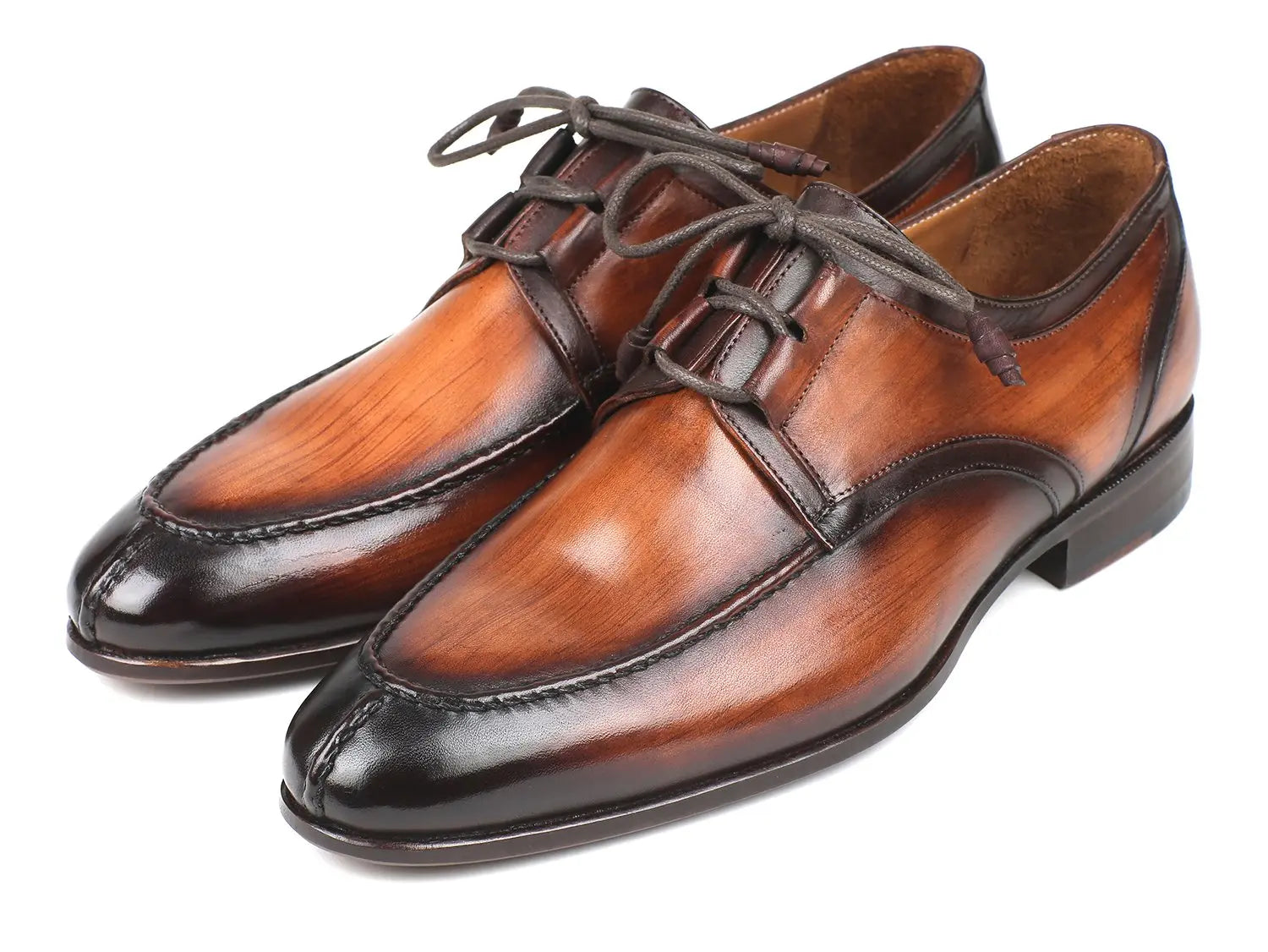 Paul Parkman Ghillie Lacing Brown Burnished Dress Shoes (ID#GU567BRW) PAUL PARKMAN