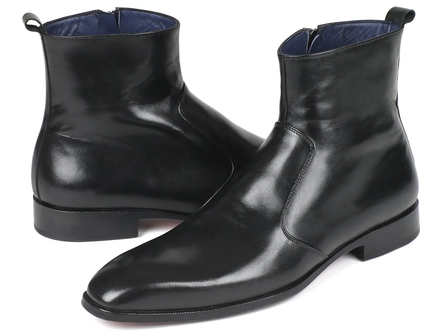 Paul Parkman Men's Black Genuine Leather Side Zipper Boots (ID#BT485-BLK) PAUL PARKMAN