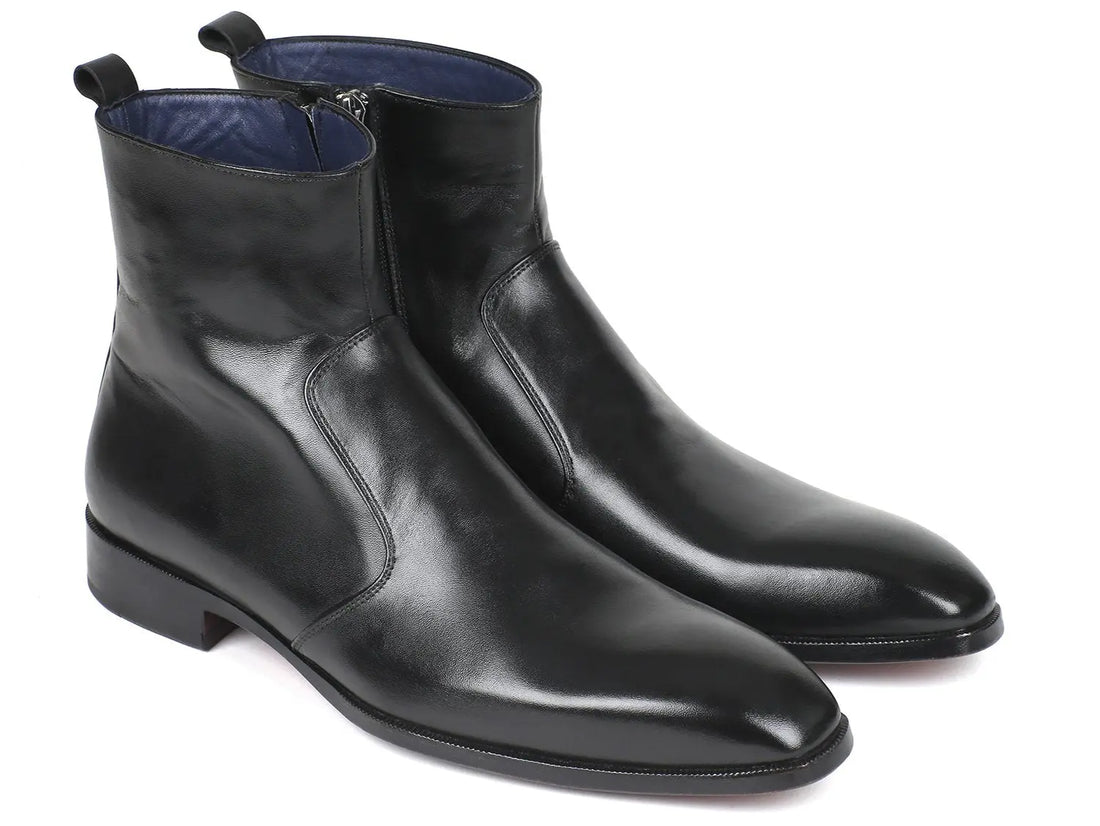 Paul Parkman Men's Black Genuine Leather Side Zipper Boots (ID#BT485-BLK) PAUL PARKMAN