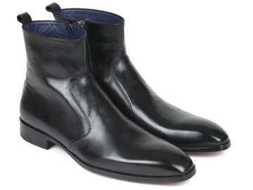 Paul Parkman Men's Black Genuine Leather Side Zipper Boots (ID#BT485-BLK) PAUL PARKMAN