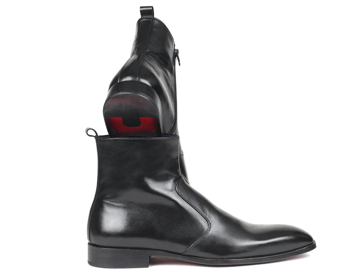 Paul Parkman Men's Black Genuine Leather Side Zipper Boots (ID#BT485-BLK) PAUL PARKMAN