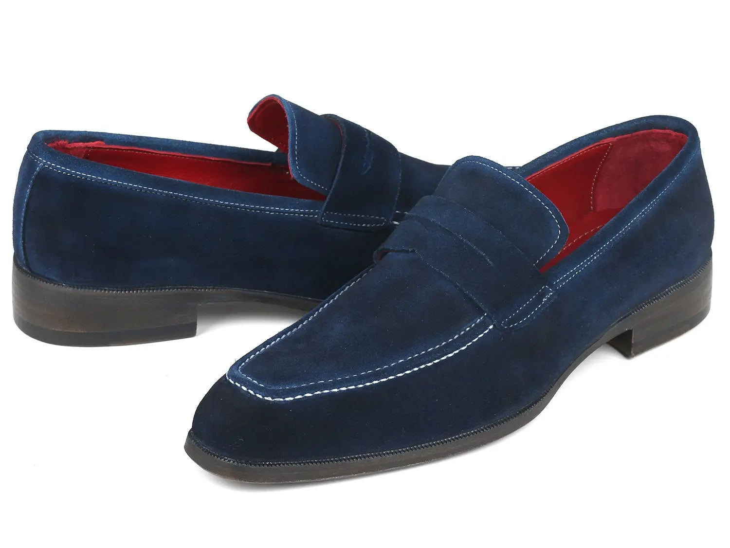 Paul Parkman Men's Navy Suede Penny Loafers (ID#10SD21) PAUL PARKMAN