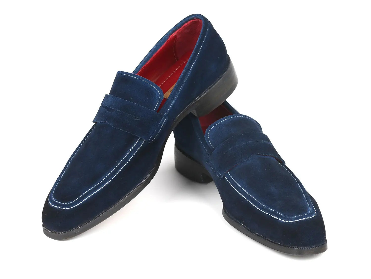 Paul Parkman Men's Navy Suede Penny Loafers (ID#10SD21) PAUL PARKMAN