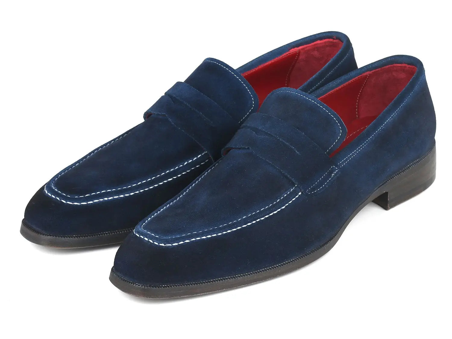 Paul Parkman Men's Navy Suede Penny Loafers (ID#10SD21) PAUL PARKMAN