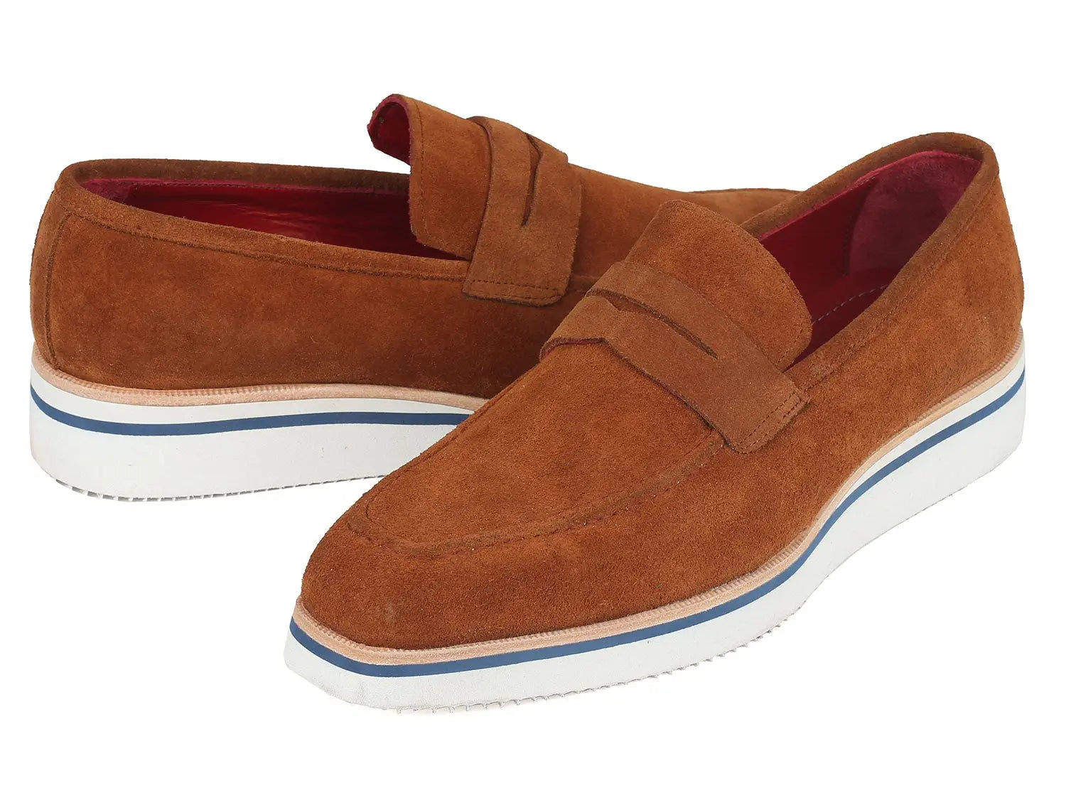 Paul Parkman Men's Camel Suede Smart Casual Penny Loafers (ID#180-CML-SD) PAUL PARKMAN