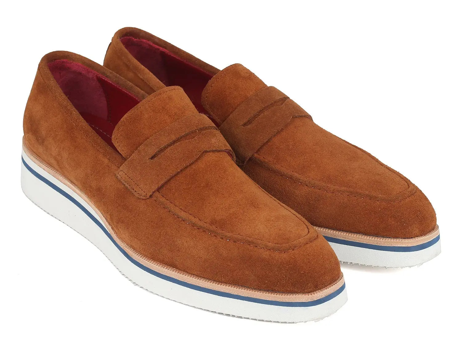 Paul Parkman Men's Camel Suede Smart Casual Penny Loafers (ID#180-CML-SD) PAUL PARKMAN