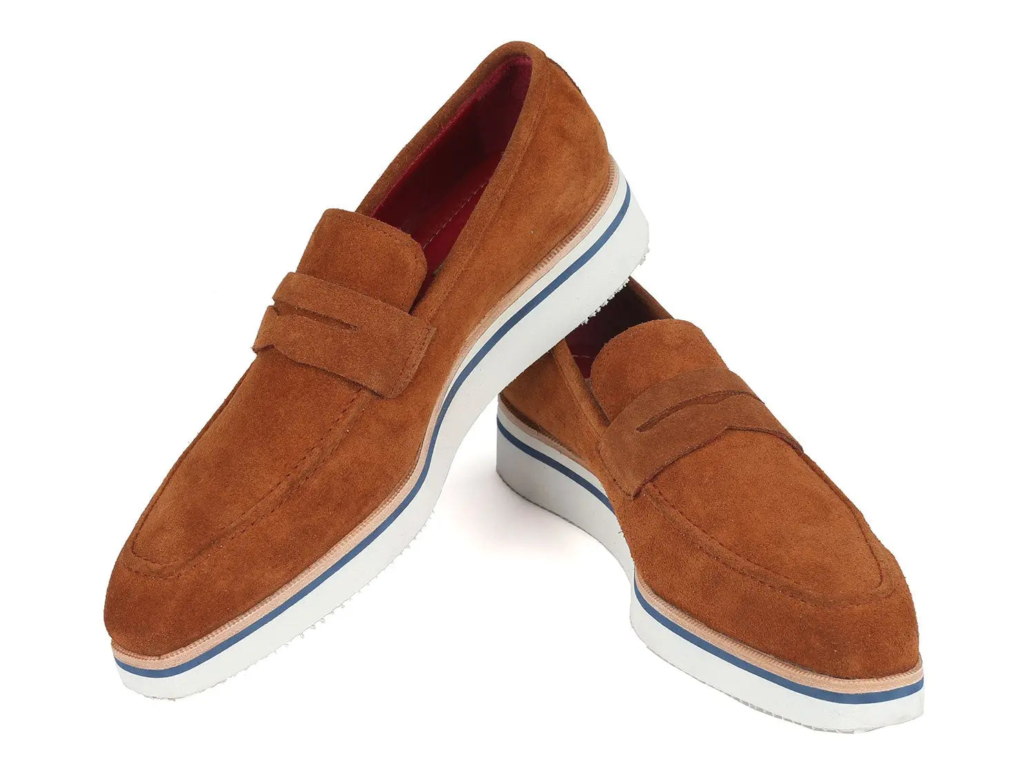 Paul Parkman Men's Camel Suede Smart Casual Penny Loafers (ID#180-CML-SD) PAUL PARKMAN