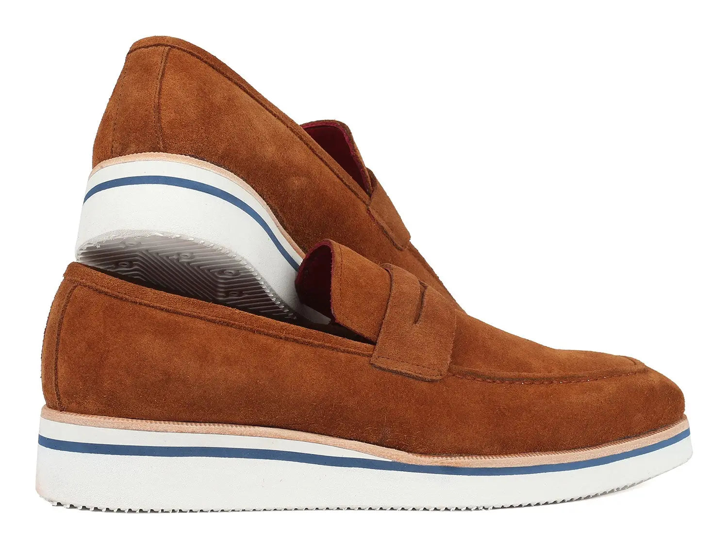 Paul Parkman Men's Camel Suede Smart Casual Penny Loafers (ID#180-CML-SD) PAUL PARKMAN