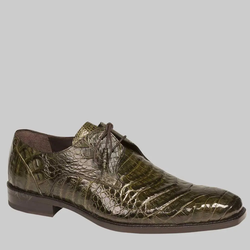 Mezlan Anderson 13584-F Olive Genuine Crocodile Lace Up Oxfords