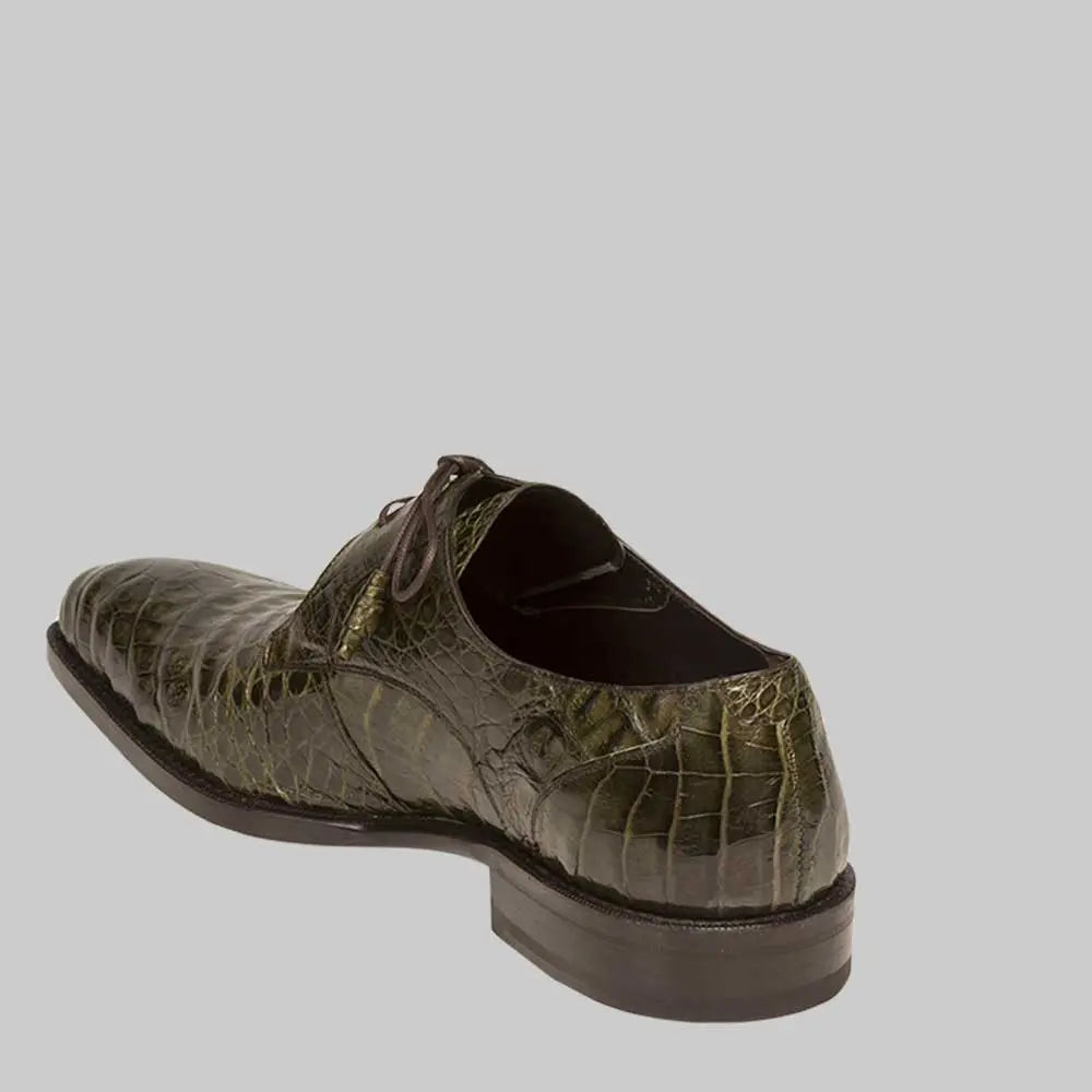 Mezlan Anderson 13584-F Olive Genuine Crocodile Lace Up Oxfords