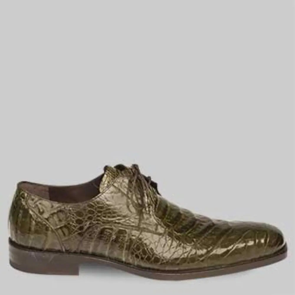 Mezlan Anderson 13584-F Olive Genuine Crocodile Lace Up Oxfords
