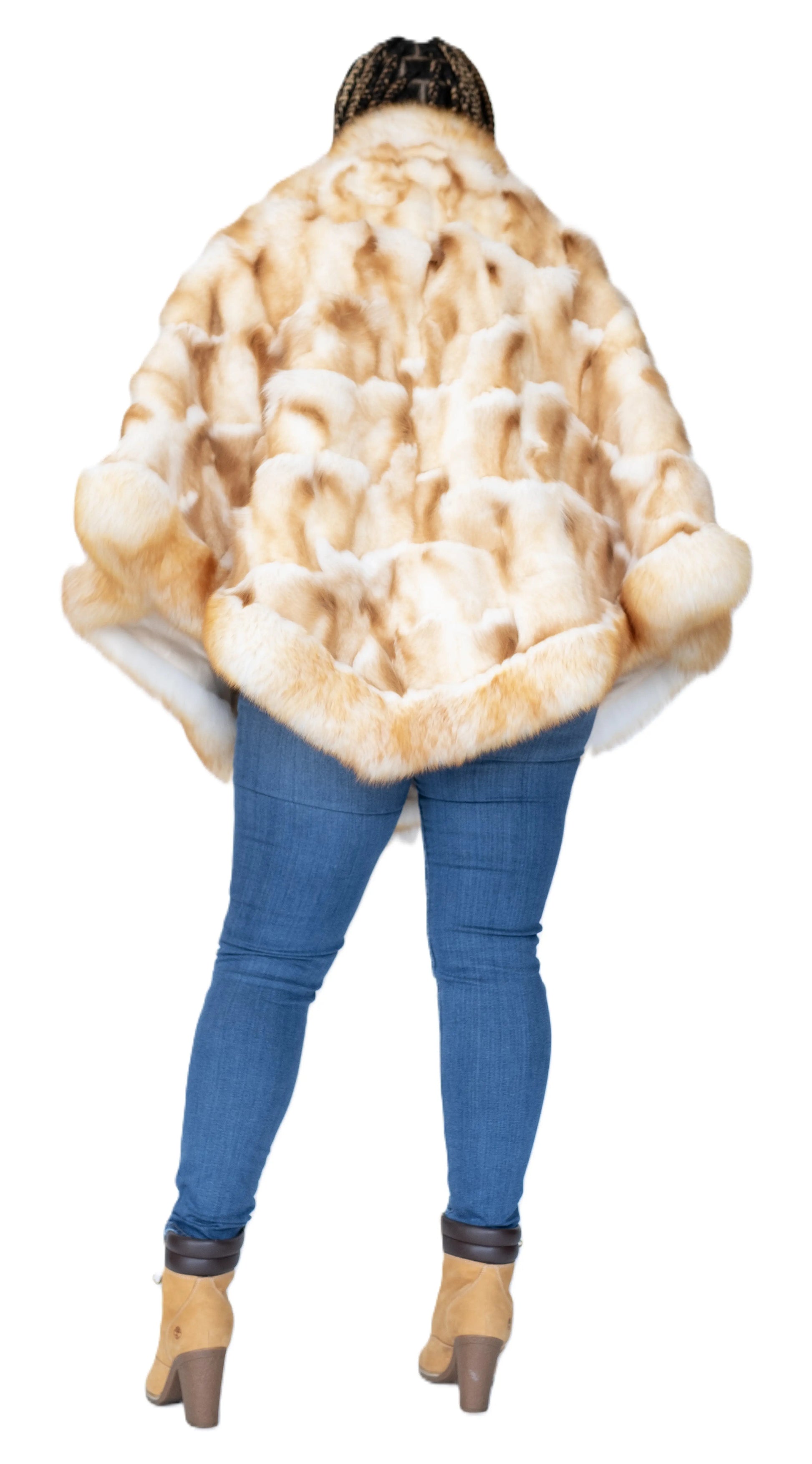 Verona Women's W11C01 Marshmellow Genuine Rabbit Poncho - Suit Essence