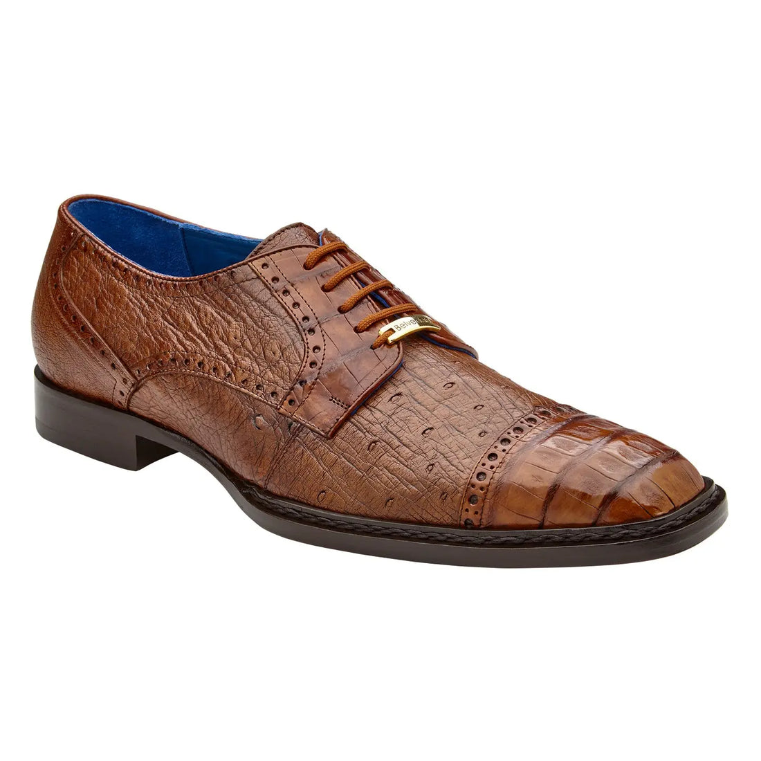 Belvedere Martino R104 Walnut Genuine Caiman Crocodile/Ostrich Oxfords