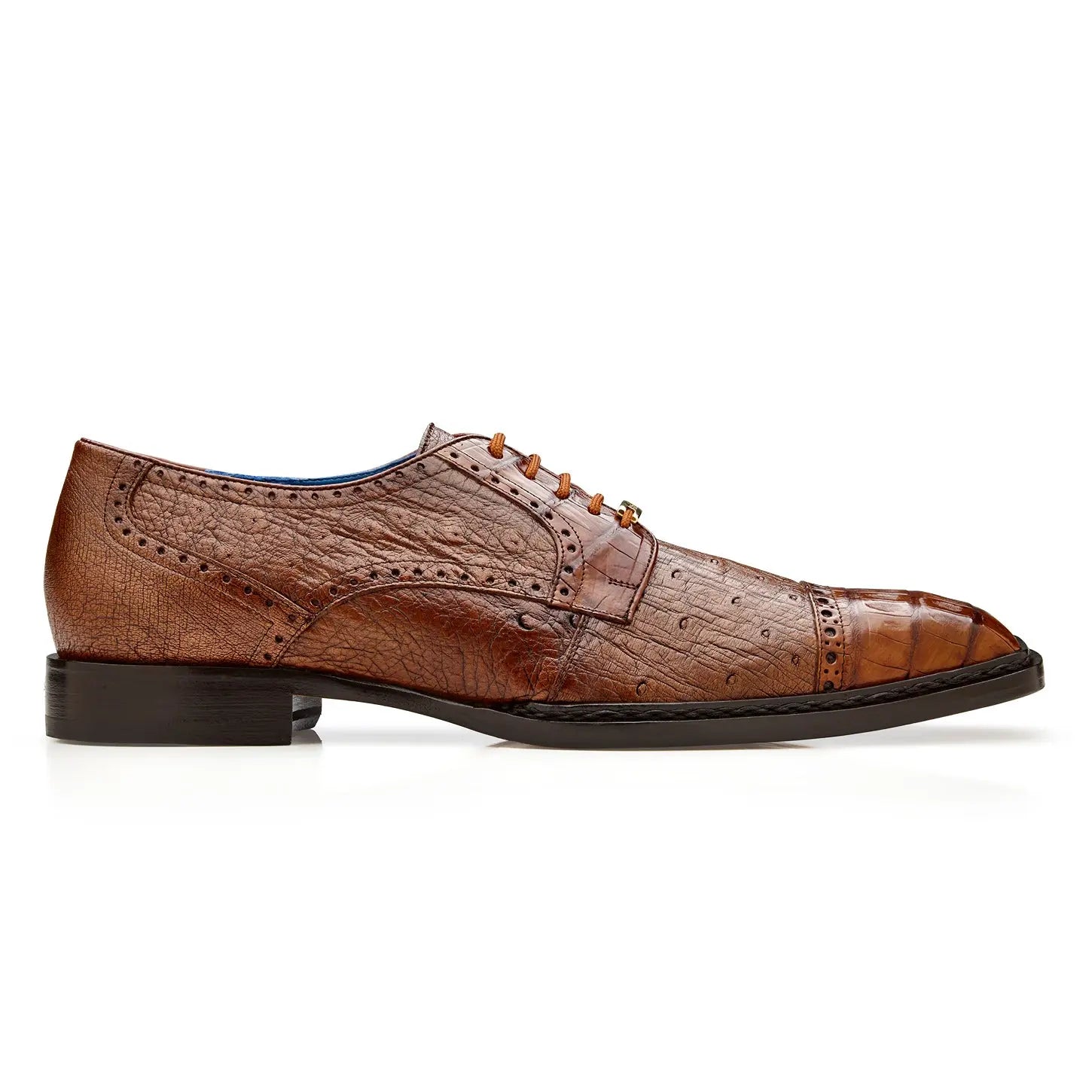 Belvedere Martino R104 Walnut Genuine Caiman Crocodile/Ostrich Oxfords
