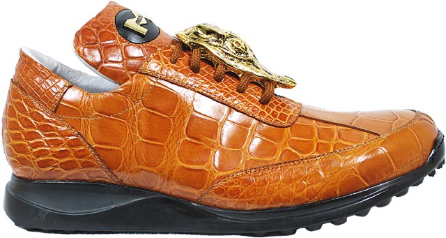 Mauri Mogul 8731 Cognac Genuine All-Over Alligator Sneakers Suit Essence