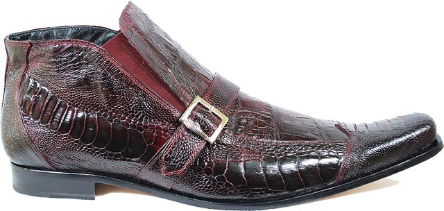 Mauri Nominee 42731 Hand Painted Wine Genuine Baby Crocodile/Ostrich Leg Shoes Suit Essence