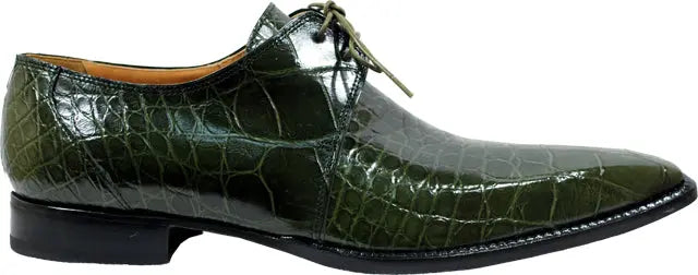 Mauri 53125 Money Green Genuine All-Over Alligator Belly Skin Shoes Suit Essence