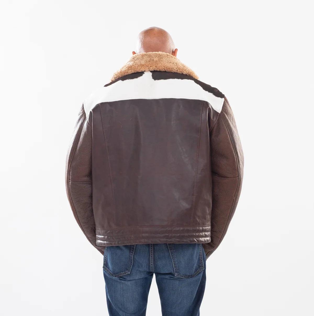 Jakewood 1850 Brown/White Genuine Pony Fur/Sheepskin Leather Jacket