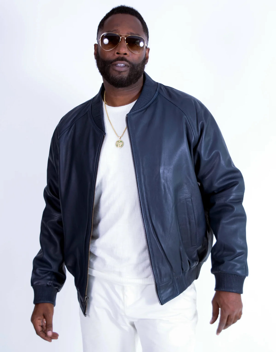 Jakewood 1051 Navy Genuine Lambskin Baseball Varsity Jacket