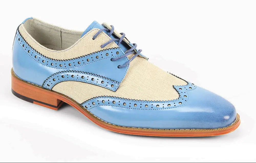 Giovanni Nico Light Blue/Beige Genuine Leather Oxfords