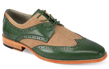 Giovanni Nico Olive/Natural Genuine Leather/Linen Oxfords