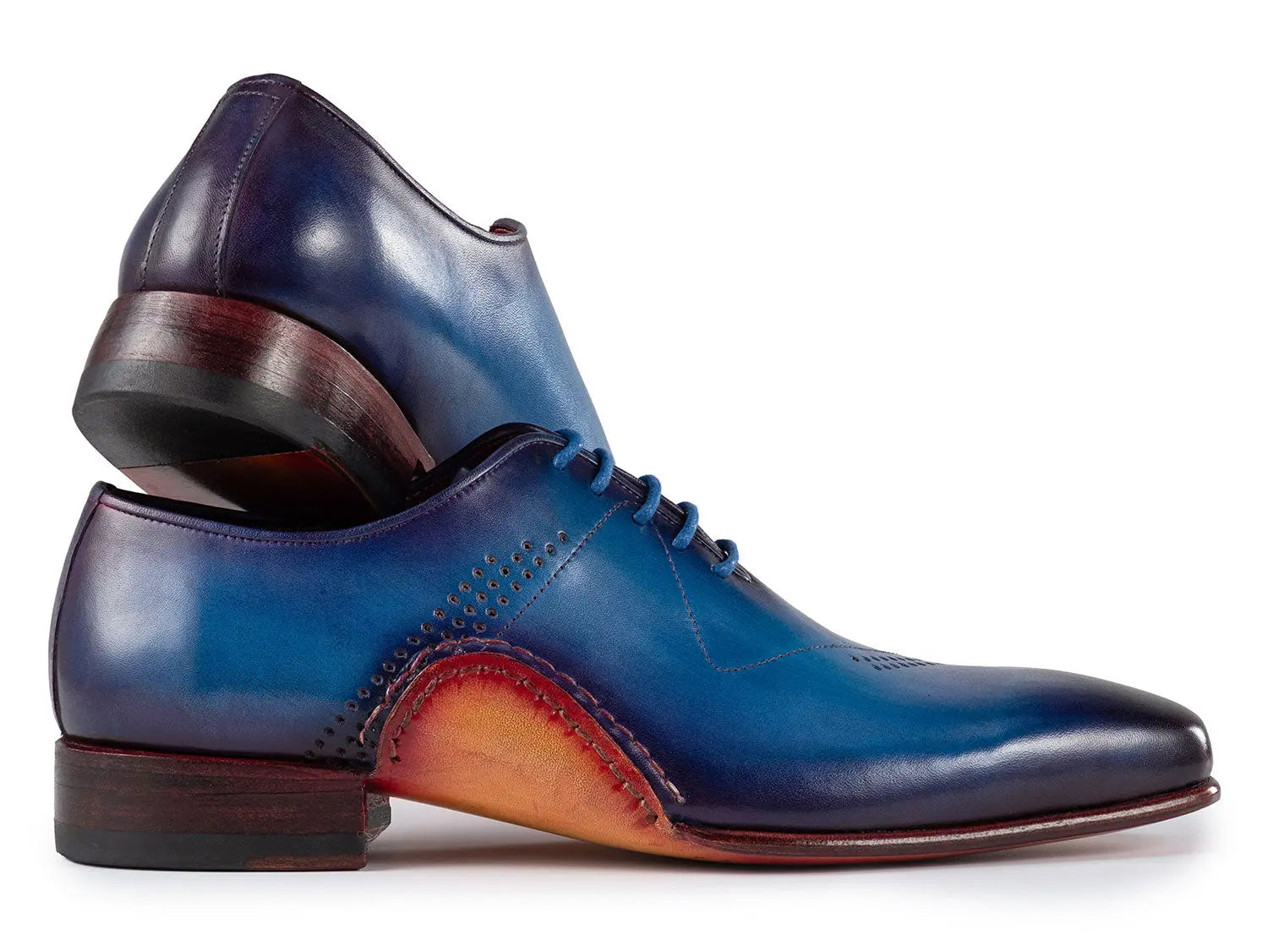 Paul Parkman Men's Blue Opanka Construction Hand-Painted Oxfords (ID#OPK66BL) PAUL PARKMAN