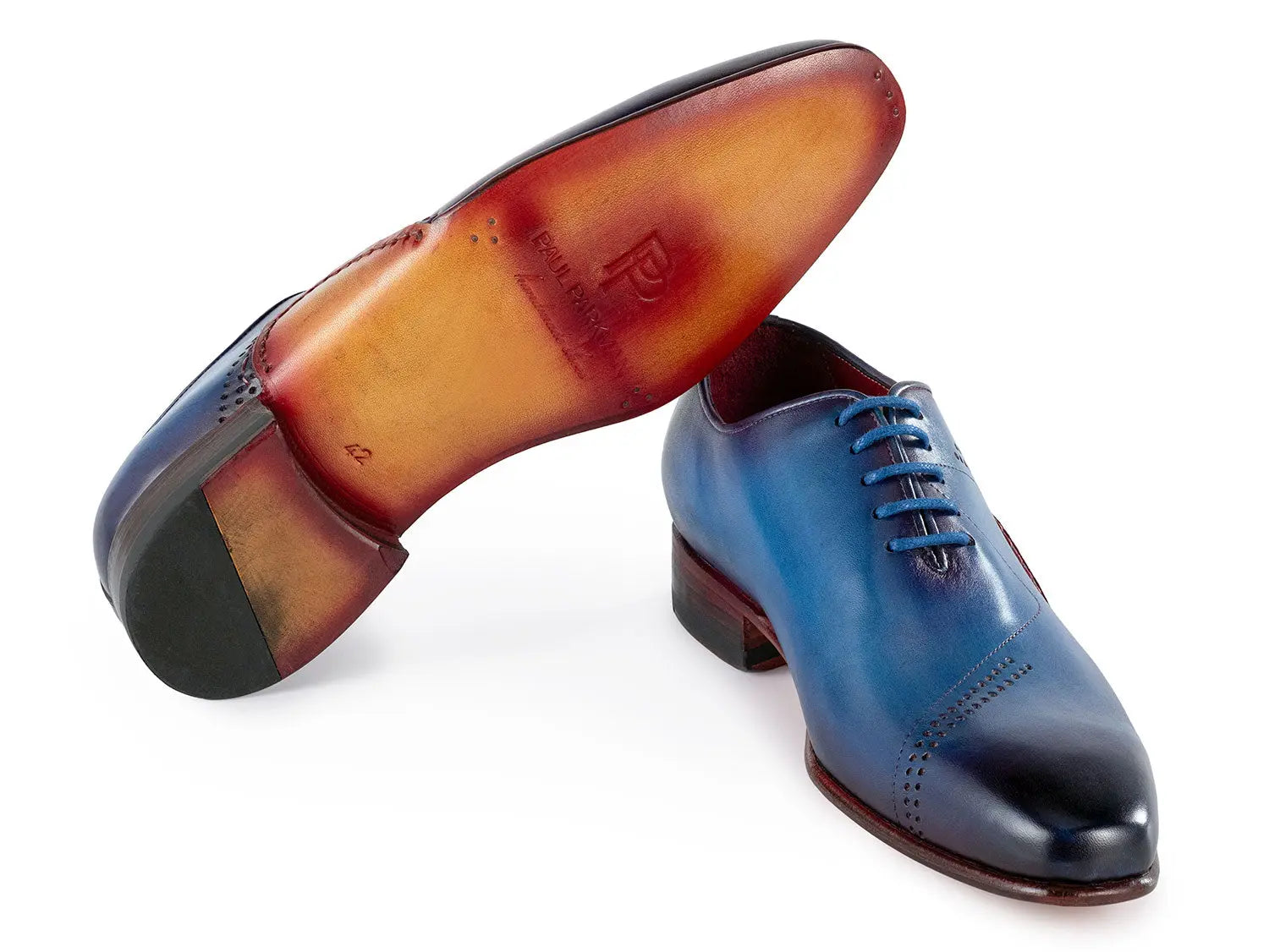 Paul Parkman Men's Blue Opanka Construction Hand-Painted Oxfords (ID#OPK66BL) PAUL PARKMAN