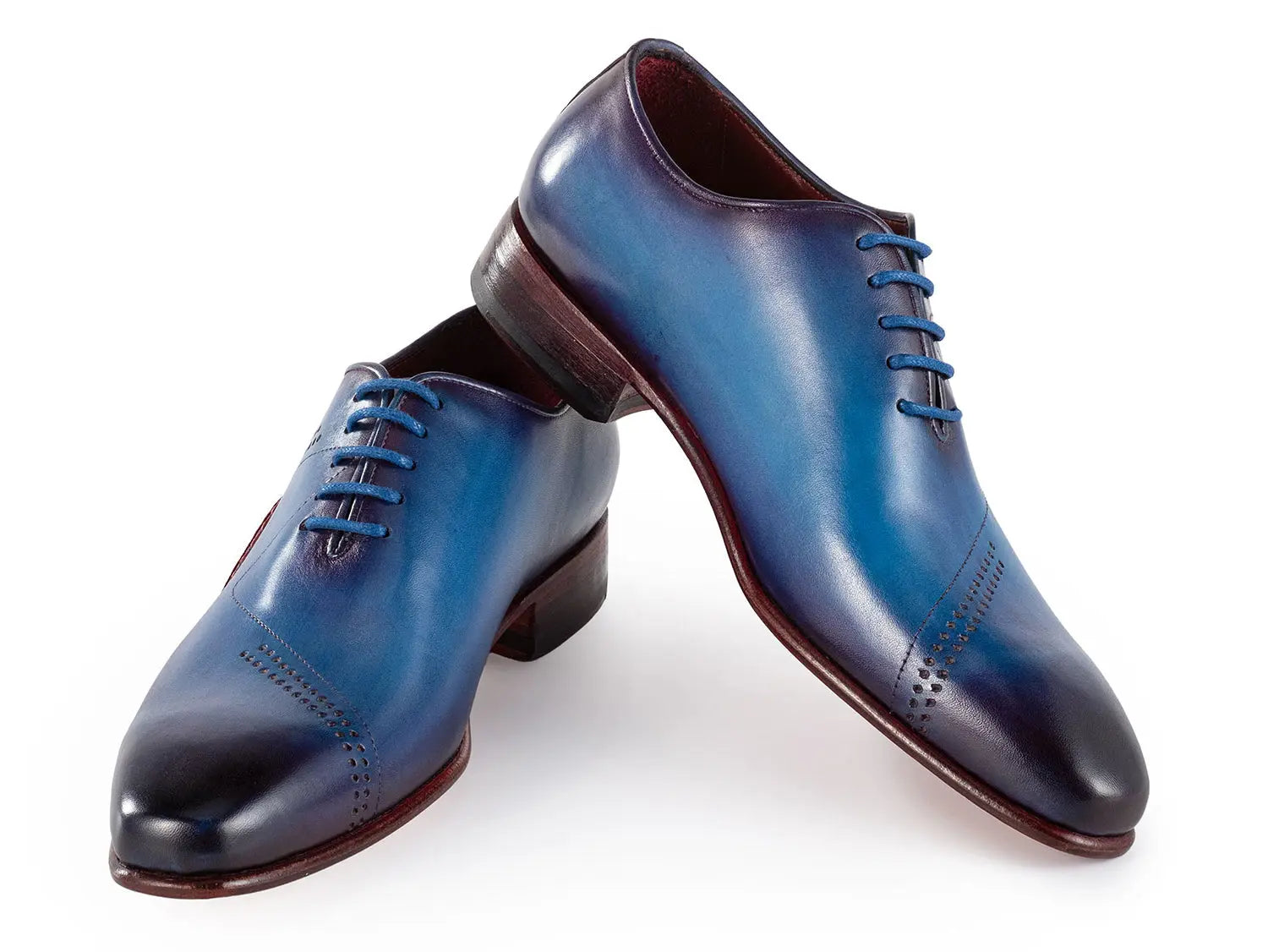 Paul Parkman Men's Blue Opanka Construction Hand-Painted Oxfords (ID#OPK66BL) PAUL PARKMAN