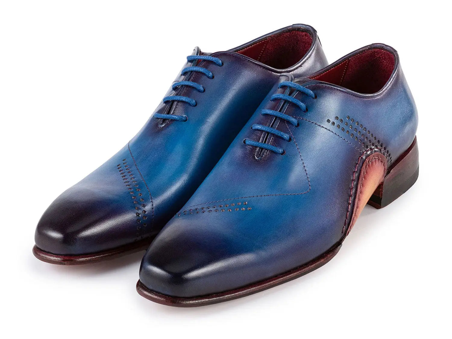 Paul Parkman Men's Blue Opanka Construction Hand-Painted Oxfords (ID#OPK66BL) PAUL PARKMAN