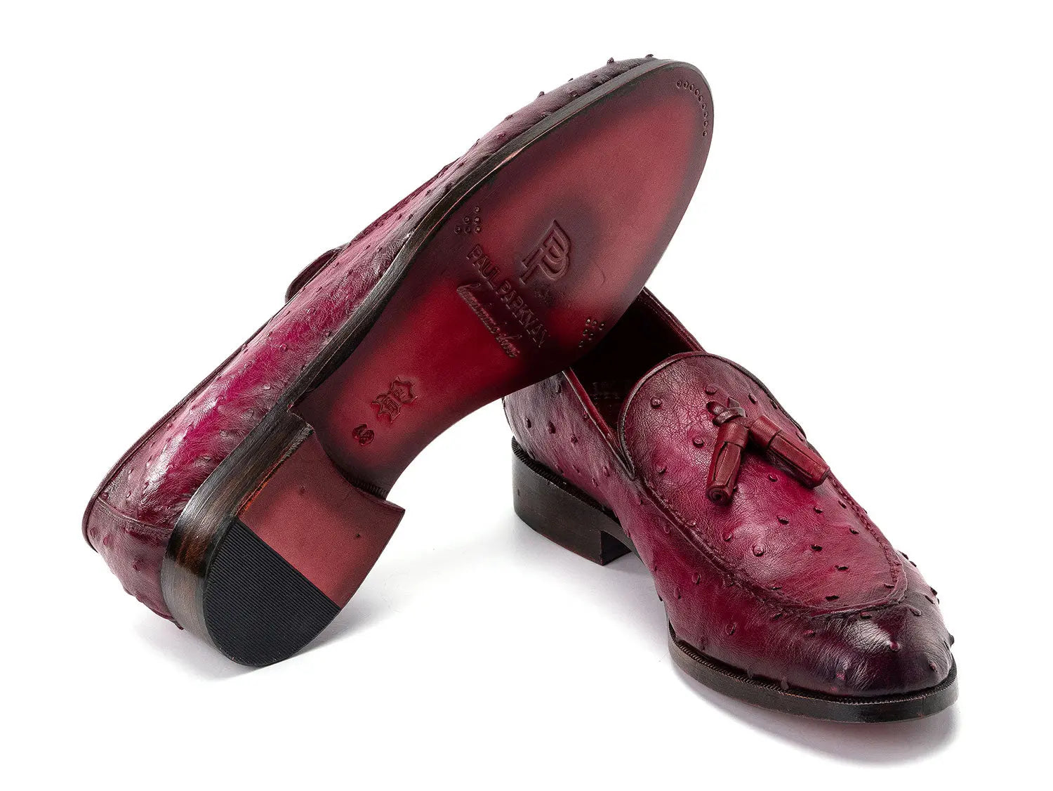 Paul Parkman Men's Purple Genuine Ostrich Skin Tassel Loafers (ID#OST834PRP) PAUL PARKMAN