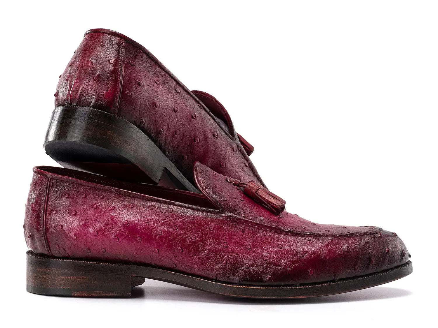 Paul Parkman Men's Purple Genuine Ostrich Skin Tassel Loafers (ID#OST834PRP) PAUL PARKMAN