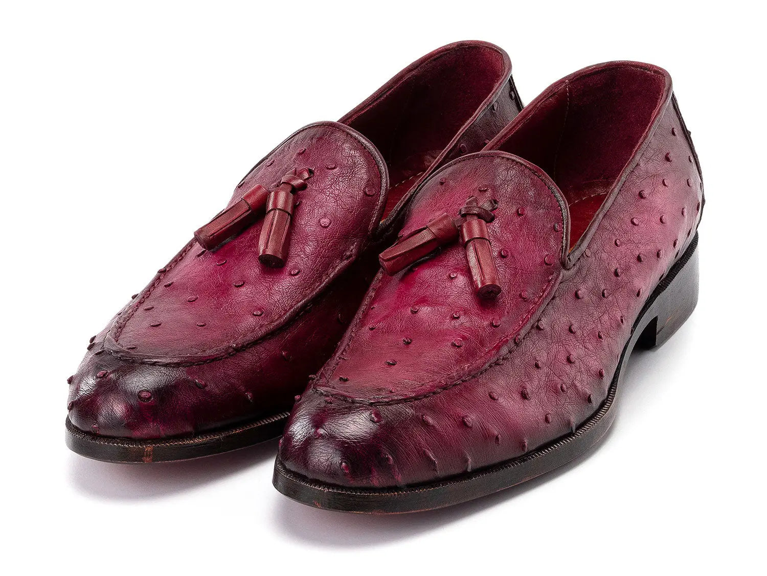 Paul Parkman Men's Purple Genuine Ostrich Skin Tassel Loafers (ID#OST834PRP) PAUL PARKMAN