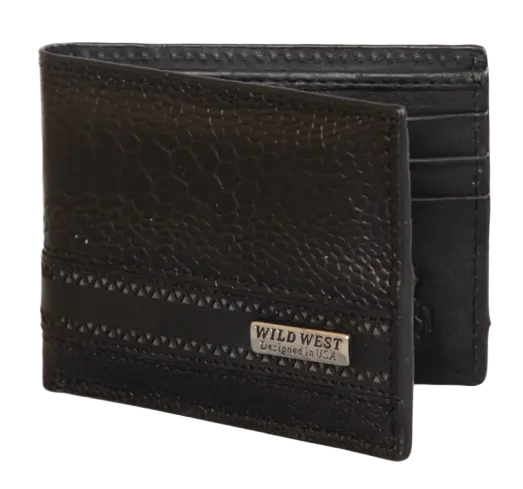 Wild West 2CA60505 Black Genuine Ostrich Leg Wallet Suit Essence
