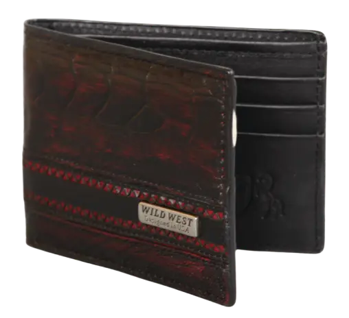 Wild West 2CA60518 Black Cherry Genuine Ostrich Leg Wallet Suit Essence