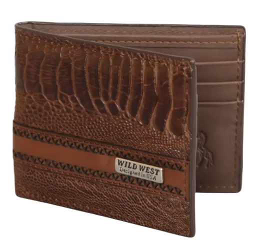 Wild West 2CA60507 Brown Genuine Ostrich Leg Wallet Suit Essence
