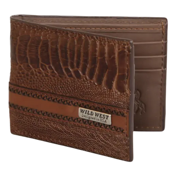 Wild West 2CA60507 Brown Genuine Ostrich Leg Wallet Suit Essence