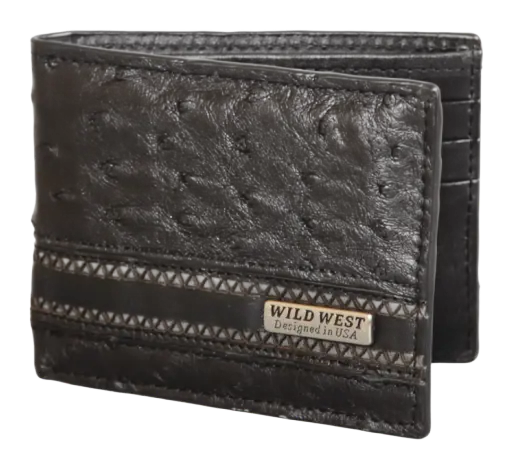 Wild West 2CA60305 Black Genuine Ostrich Wallet Suit Essence