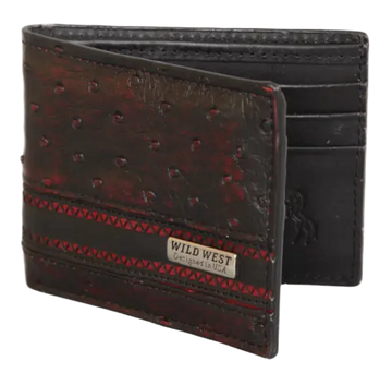 Wild West 2CA60318 Black Cherry Genuine Ostrich Wallet Suit Essence