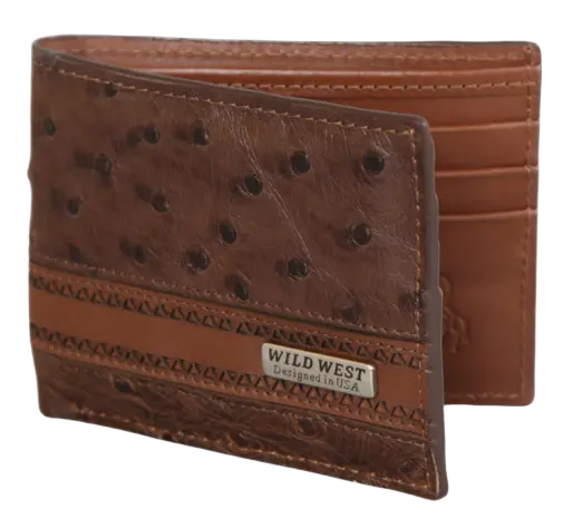 Wild West 2CA60307 Brown Genuine Ostrich Wallet Suit Essence