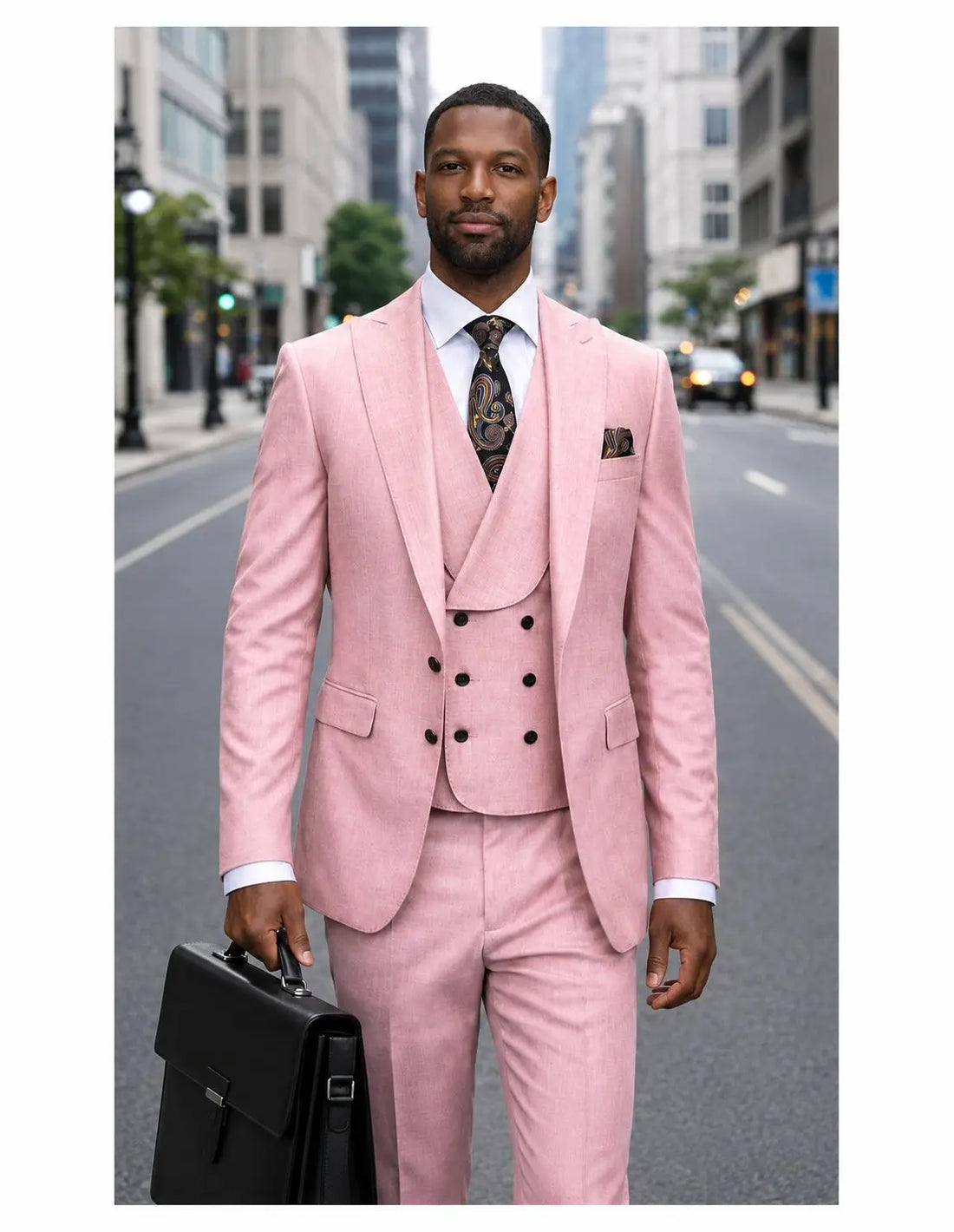 Statement Palazio Mauve Super 200's Italian Wool Vested Suit