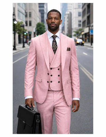 Statement Palazio Mauve Super 200's Italian Wool Vested Suit