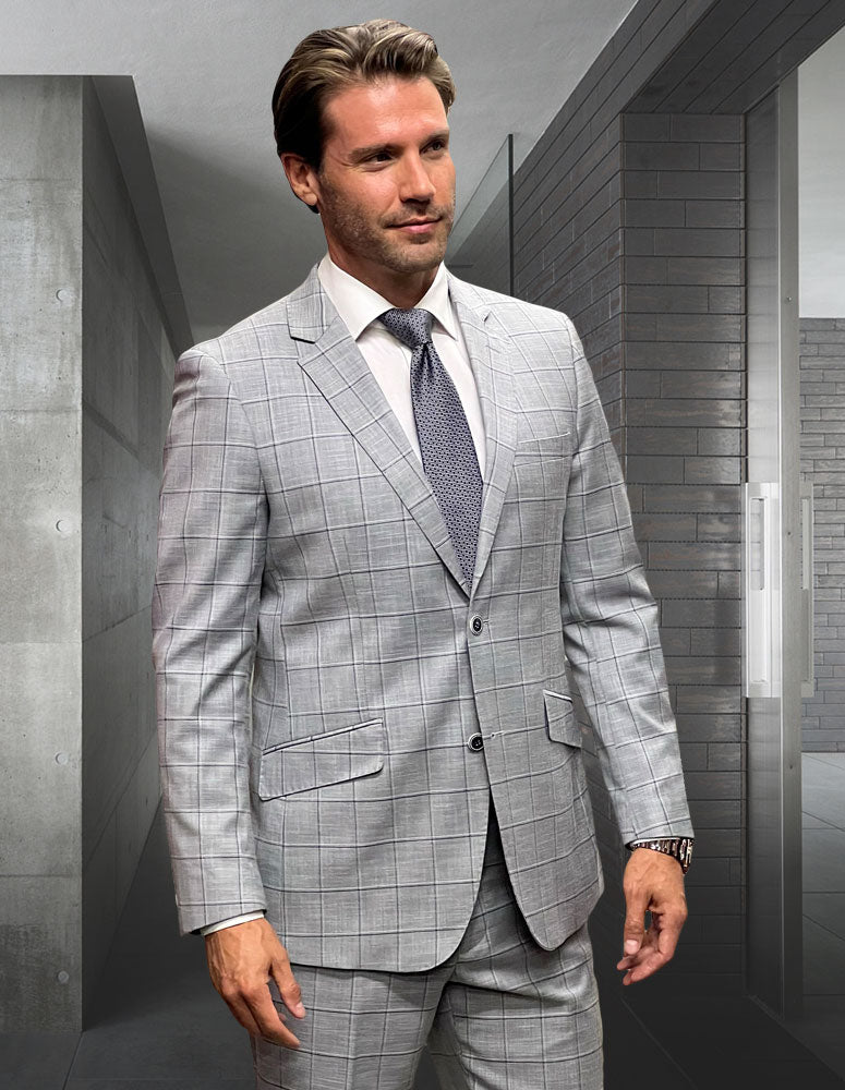 Statement Porto-4 Gray Super 200's Italian Wool Suit