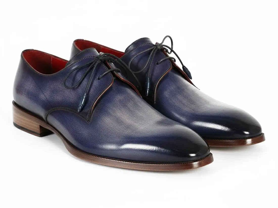 Paul Parkman Men's Blue/Navy Hand-Painted Derby Shoes (ID#PP2279) PAUL PARKMAN