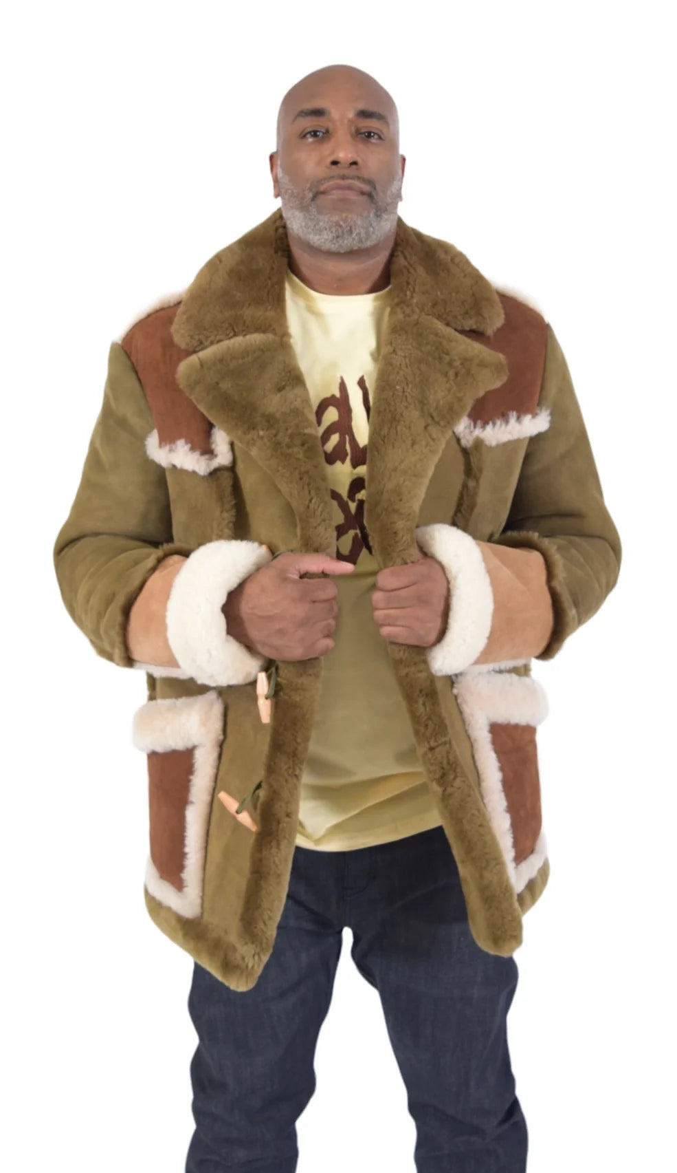 Jakewood 4900 Military/Brown/Cream Genuine Sheepskin Marlboro Jacket
