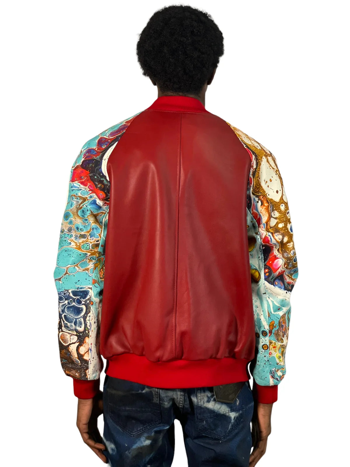 Jakewood 1011 Red Genuine Lambskin Leather Baseball Jacket