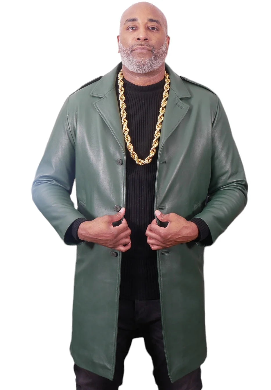 Jakewood 3200 Emerald Green Genuine Leather 7/8 Single Breasted Coat