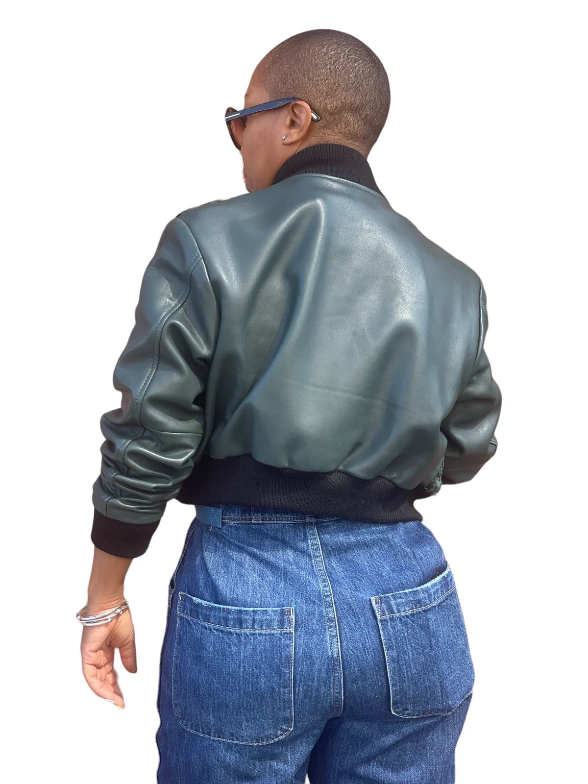 Jakewood 1043 Ladies Emerald Green Genuine Lambskin/Persian Lamb Baseball Jacket